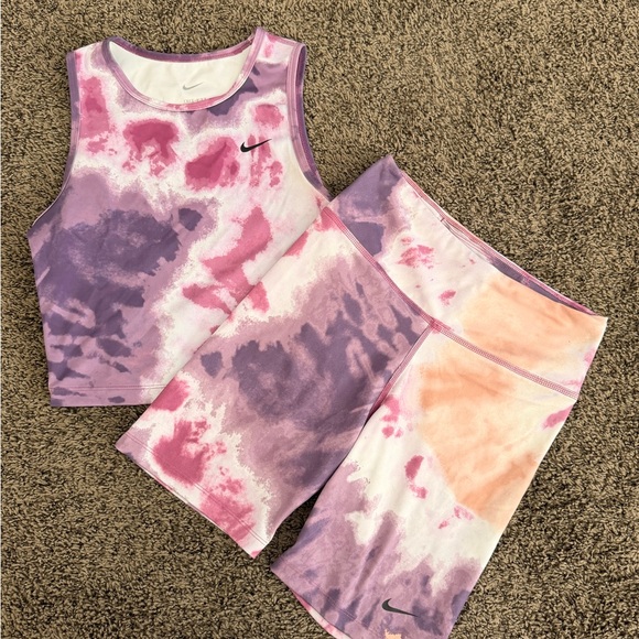 Nike Other - Nike Purple and White Dri-FIT Tank And Bike Short Set